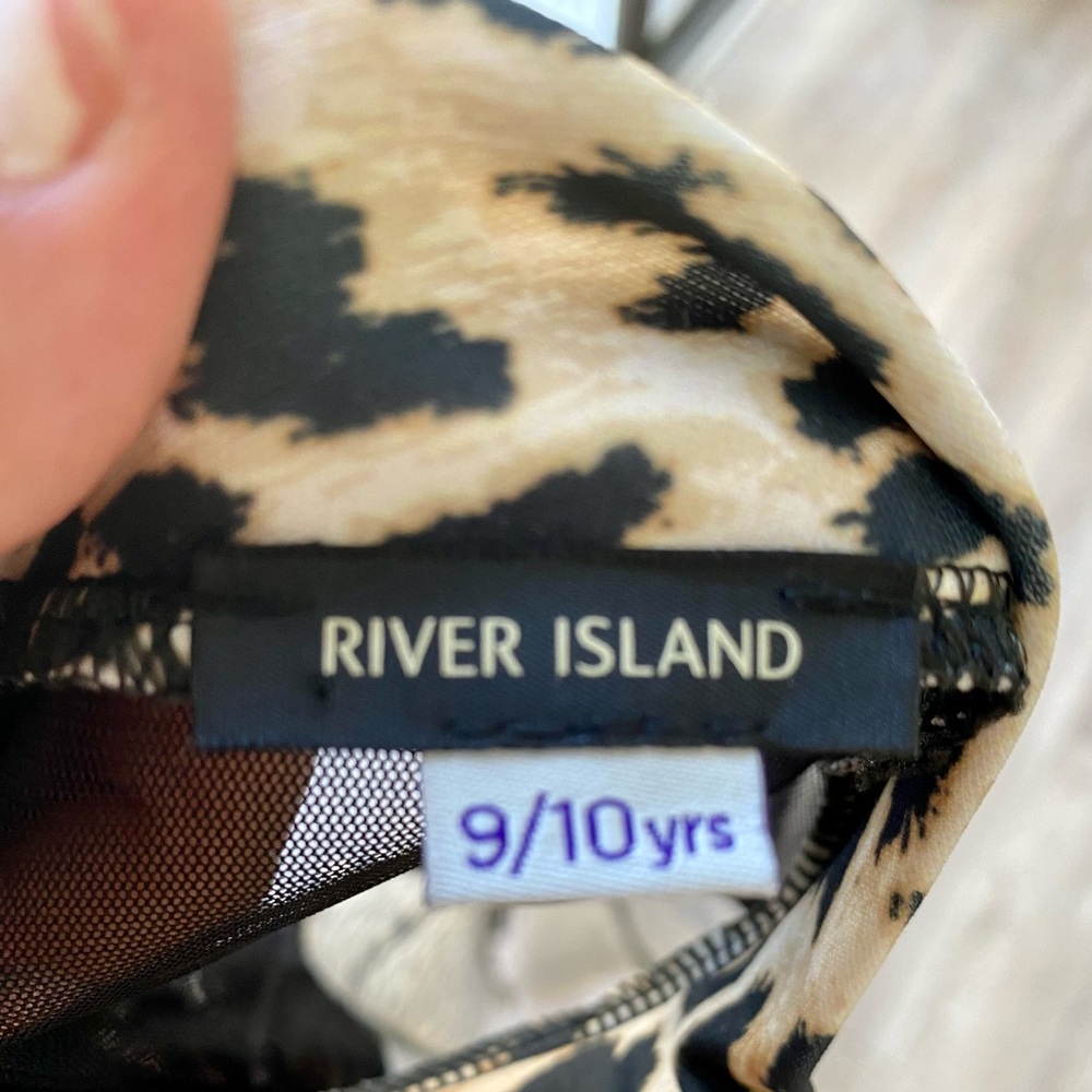 GIRLS SZ 9/10 RIVER ISLAND LEOPARD/BLK  DRESS - Picture 5 of 7